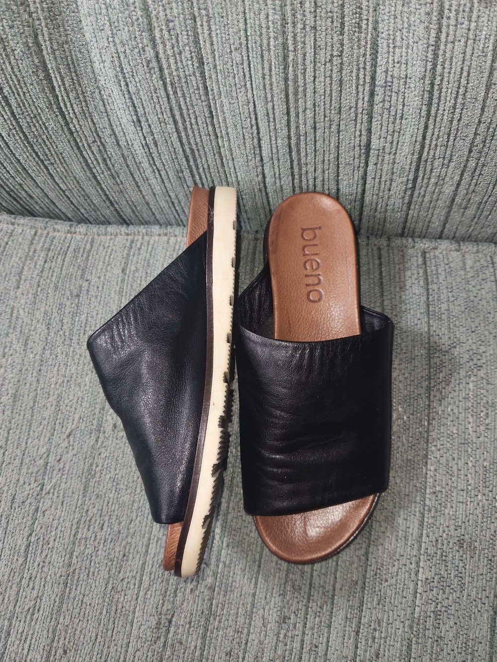 🍉Bueno Black Leather Slide Sandal